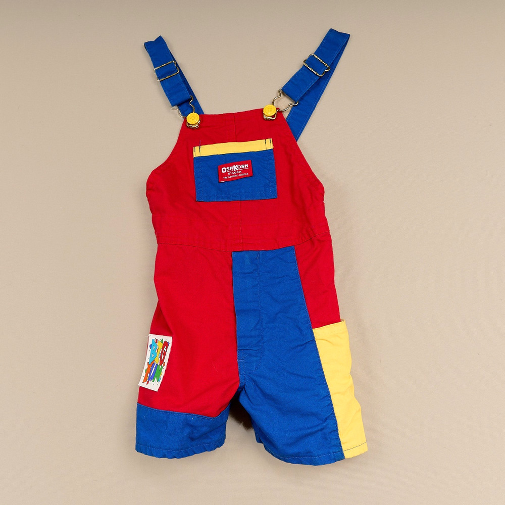 Vintage Oshkosh B’gosh Color Block Shortalls Overalls Boys Size 5 Cotton USA